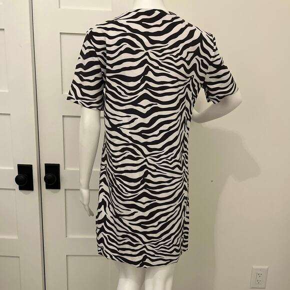 New Zara Faux Suede Zebra Cream Black A-line Mini Dress Size Small - Picture 2 of 7